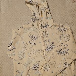 Cream Graphic Hoodie with Cartoon Print